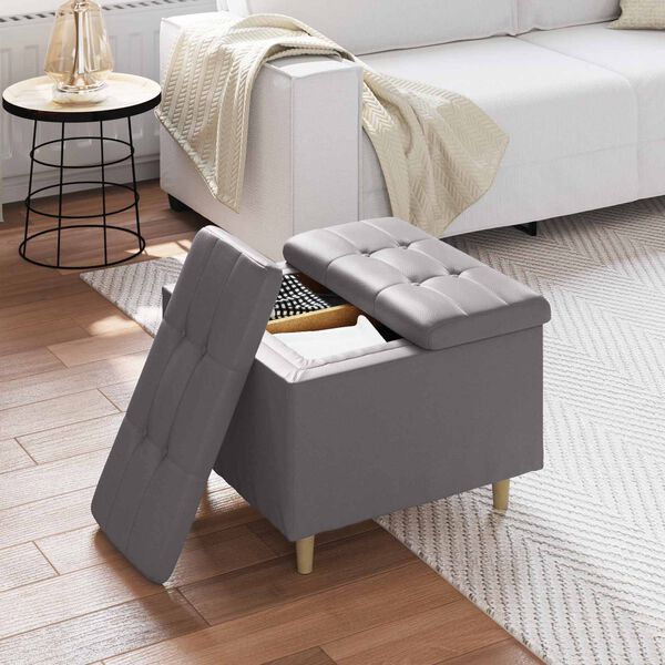 vidaXL Taburete con coj&iacute;n Gris 60 x 60 x 45 cm Cuero sint&eacute;tico