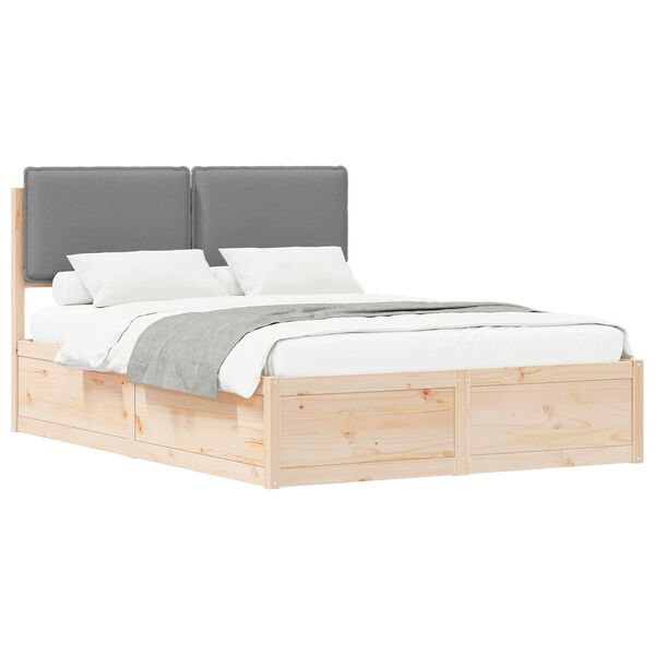 vidaXL Estructura de Cama con Cabecera Tapizada Gris Claro