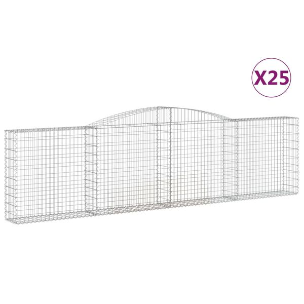 vidaXL Cestas de gaviones 25 uds forma de arco hierro 400x30x100/120cm