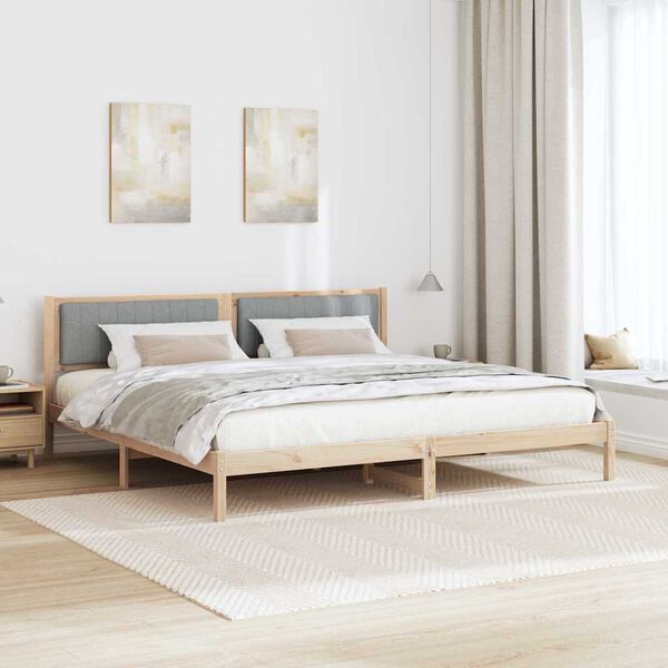 vidaXL Estructura de cama con cabecera Gris Claro 200 x 200 cm