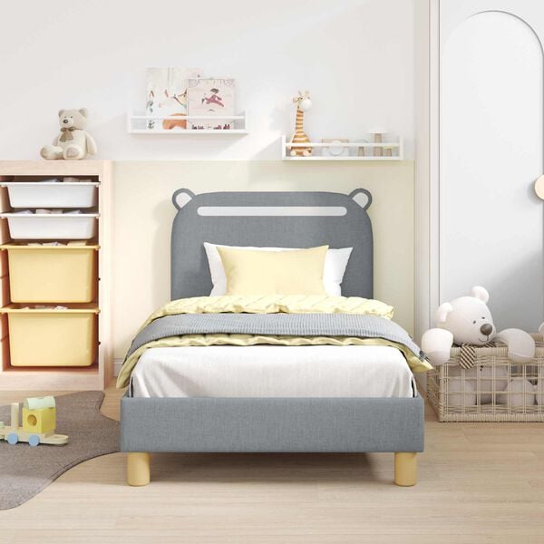 vidaXL Cama para niños con cabecero Gris Claro 80 x 160 cm tela