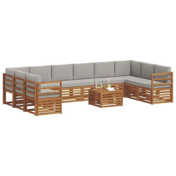 vidaXL Conjunto de Sof&aacute; Seccional 11 pcs Gris Natural y Claro