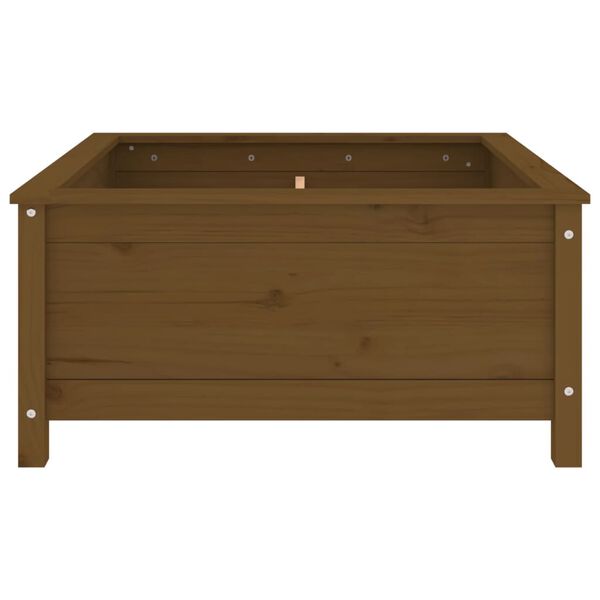 vidaXL Jardinera madera maciza de pino marr&oacute;n miel 82,5x82,5x39 cm