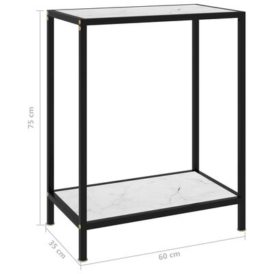 vidaXL Mesa de consola vidrio templado blanco 60x35x75 cm