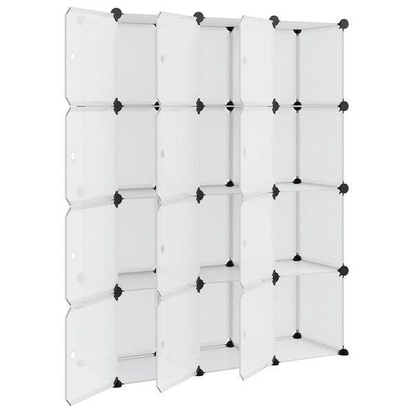 vidaXL Organizador de cubos de almacenamiento con 12 cubos y puertas, PP transparente