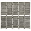 vidaXL Biombo de 5 paneles de madera maciza gris 179x166 cm