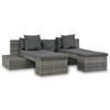 vidaXL Set de muebles de jard&iacute;n 4 pzas y cojines rat&aacute;n sint&eacute;tico gris