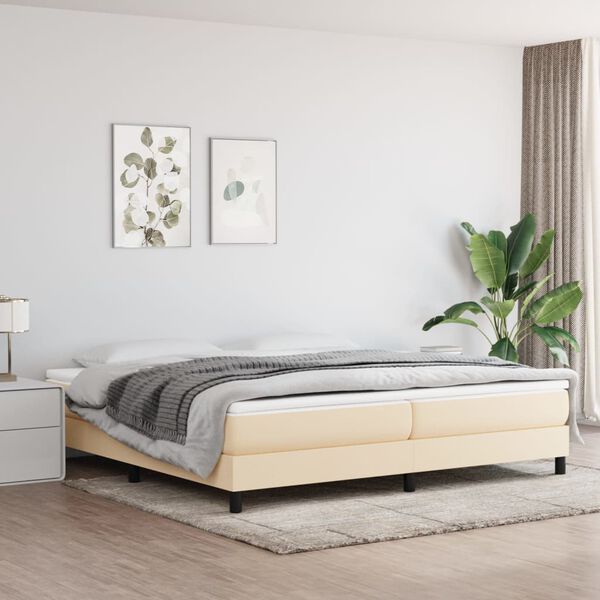 vidaXL Estructura de cama con somier tela color crema 200x200 cm