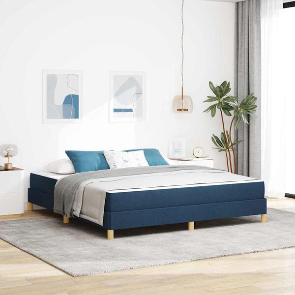 vidaXL Cama tipo Box Spring con colch&oacute;n Azul 180 x 200 cm tela