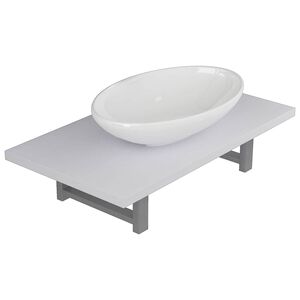 vidaXL Conjunto de muebles de ba&ntilde;o 2 piezas cer&aacute;mica blanco