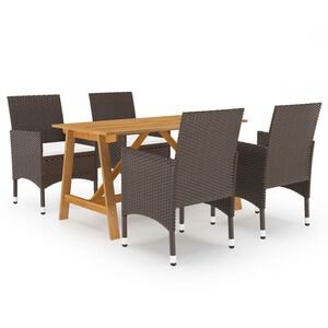 vidaXL Juego de comedor para jard&iacute;n de 5 piezas marr&oacute;n