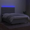 vidaXL Cama box spring colch&oacute;n y luces LED tela gris claro 140x190 cm