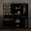 vidaXL Conjunto de mesa de vestidor con LED 4 pcs Roble Negro