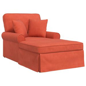 vidaXL Chaise Lounge con Falda 3 pcs Rojo Naranja Tela Estriada