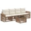 vidaXL Conjunto de sof&aacute;s de jard&iacute;n 5 pcs Beige y blanco crema