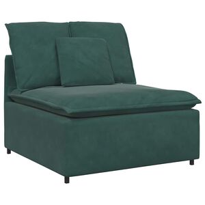 vidaXL M&oacute;dulo central de sof&aacute; modular con cojines, verde oscuro, 100 cm