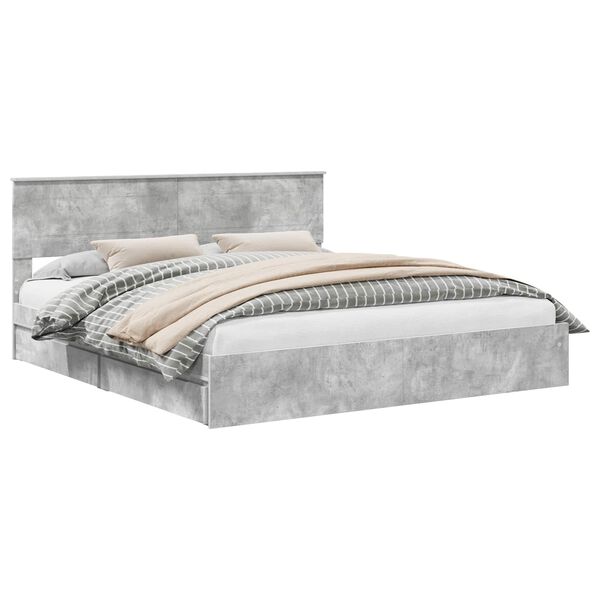 vidaXL Cama con almacenamiento con cabecera Gris Concreto 180 x 200 cm