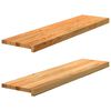 vidaXL Pelda&ntilde;os de escalera 2 uds madera maciza roble marr&oacute;n claro