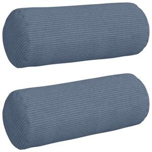 vidaXL Cojines Bolster 2 pcs Azul &Oslash; 15 x 40 cm Tela de pana