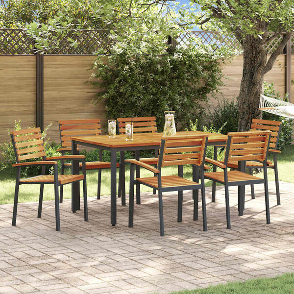 vidaXL Conjunto de Comedor de Jard&iacute;n 7 pcs Negro
