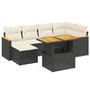 vidaXL Set de comedor de jard&iacute;n 7 pzas y cojines rat&aacute;n sint&eacute;tico negro