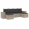 vidaXL Set de sof&aacute;s de jard&iacute;n 6 pzas y cojines rat&aacute;n sint&eacute;tico gris