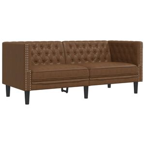 vidaXL Sof&aacute; Chesterfield de 2 plazas piel de ante sint&eacute;tico marr&oacute;n