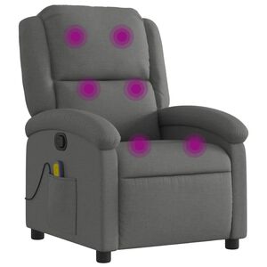 vidaXL Sill&oacute;n de masaje reclinable de tela gris oscuro