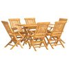 vidaXL Juego de comedor de jard&iacute;n 7 piezas madera maciza de teca