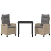 vidaXL Conjunto de Comedor de Jard&iacute;n 3 pcs Beige rat&aacute;n sint&eacute;tico