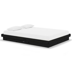 vidaXL Estructura de cama sin colch&oacute;n madera maciza negro 140x190 cm