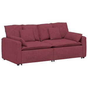 vidaXL Sof&aacute; modular con cojines color rojo vino