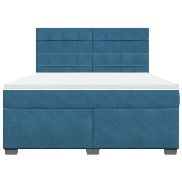 vidaXL Cama box spring con colch&oacute;n terciopelo azul 180x200 cm