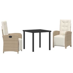 vidaXL Conjunto de Comedor de Jard&iacute;n 3 pcs Beige rat&aacute;n sint&eacute;tico