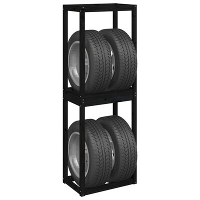 vidaXL Soporte neumáticos madera maciza de pino negro 63x40x180 cm