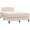 vidaXL Cama box spring colch&oacute;n LED cuero sint&eacute;tico capuchino 120x190cm