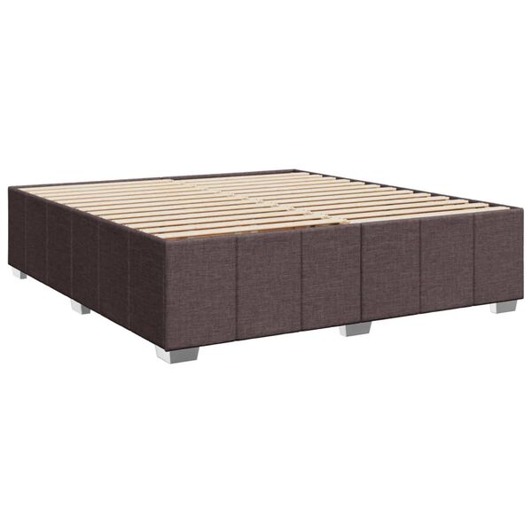 vidaXL Cama sin colch&oacute;n tela marr&oacute;n oscuro 200x200 cm