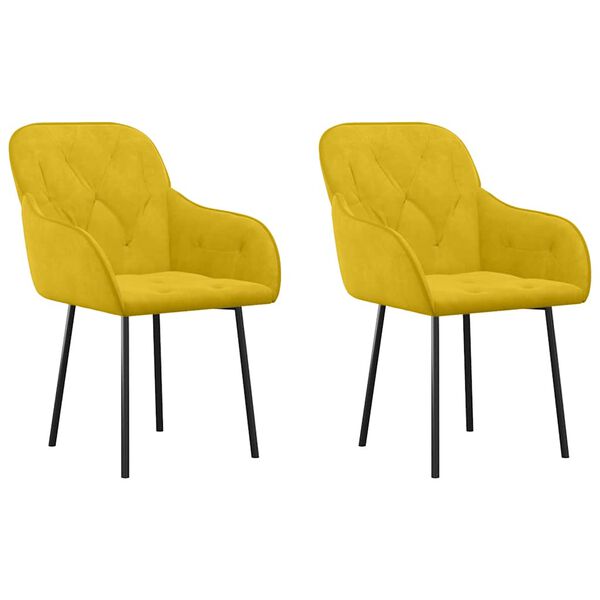vidaXL Sillas de comedor 2 unidades terciopelo amarillo