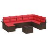 vidaXL Conjunto de sof&aacute; de jard&iacute;n 9 uds. Marr&oacute;n rat&aacute;n sint&eacute;tico