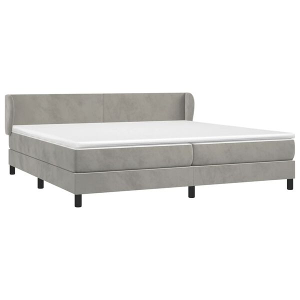 vidaXL Cama box spring con colch&oacute;n terciopelo gris claro 200x200 cm