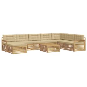 vidaXL Conjunto de sof&aacute;s de exterior 9 uds. y Beige