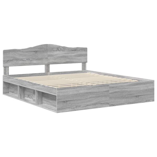vidaXL Estructura de cama con cabecera Gris Sonoma 180 x 200 cm
