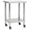 vidaXL Mesa de trabajo para cocina con ruedas acero inox 60x30x85 cm