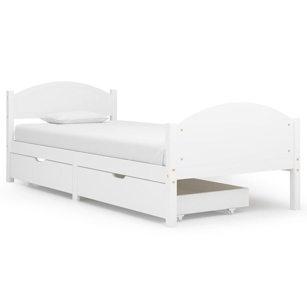 vidaXL Estructura de cama sin colch&oacute;n madera maciza blanco 90x200 cm
