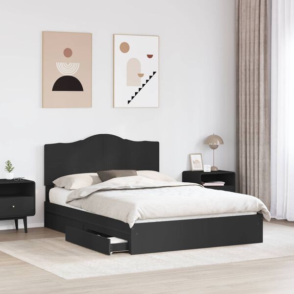 vidaXL Cama con almacenamiento Negro 140 x 190 cm Madera de ingenier&iacute;a