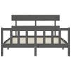 vidaXL Estructura de cama matrimonio con cabecero madera maciza gris