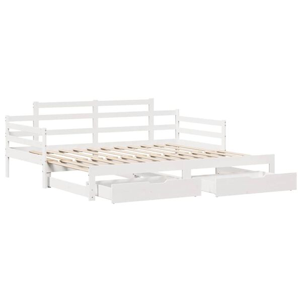 vidaXL Sof&aacute; cama nido con cajones sin colch&oacute;n blanco 90x200 cm