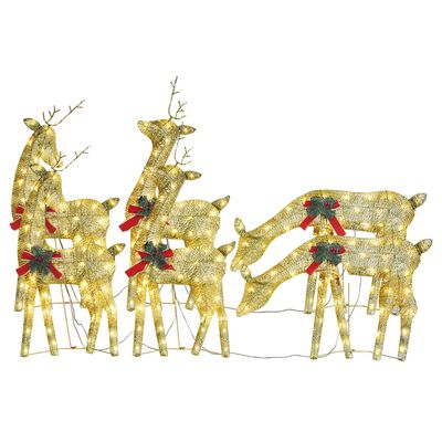 vidaXL Renos de Navidad 6 piezas de malla blanca cálida dorada