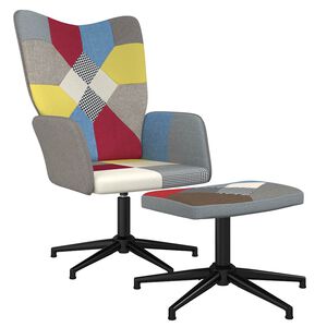vidaXL Silla de relax con taburete tela patchwork