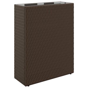 vidaXL Macetero Alto Marr&oacute;n 55 x 22 x 70 cm rat&aacute;n sint&eacute;tico